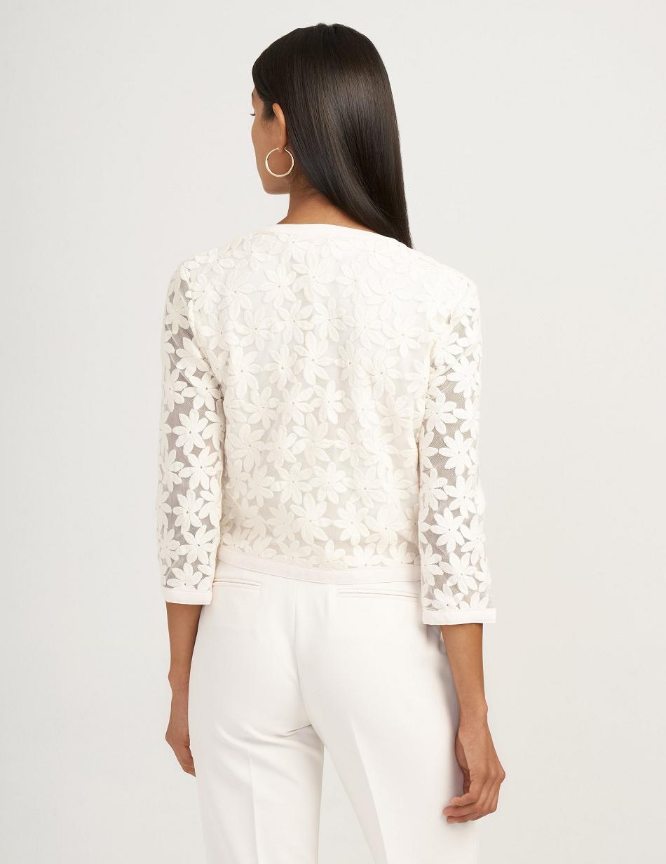 Anne Klein Lace Cardigan Blazers White | MSGFT46606