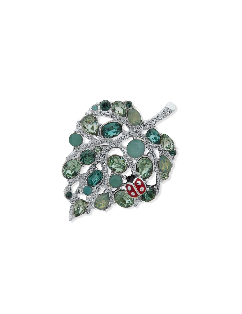 Anne Klein Ladybug On a Leaf in Gift Box Brooches Silver | YSGVQ85273