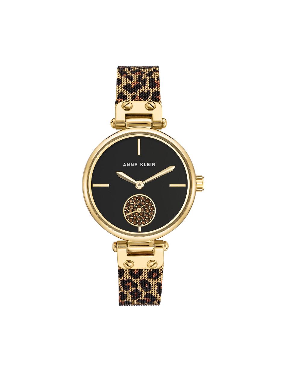 Anne Klein Leopard Mesh Band Watch Metals Gold / Leopard | SSGNY84649