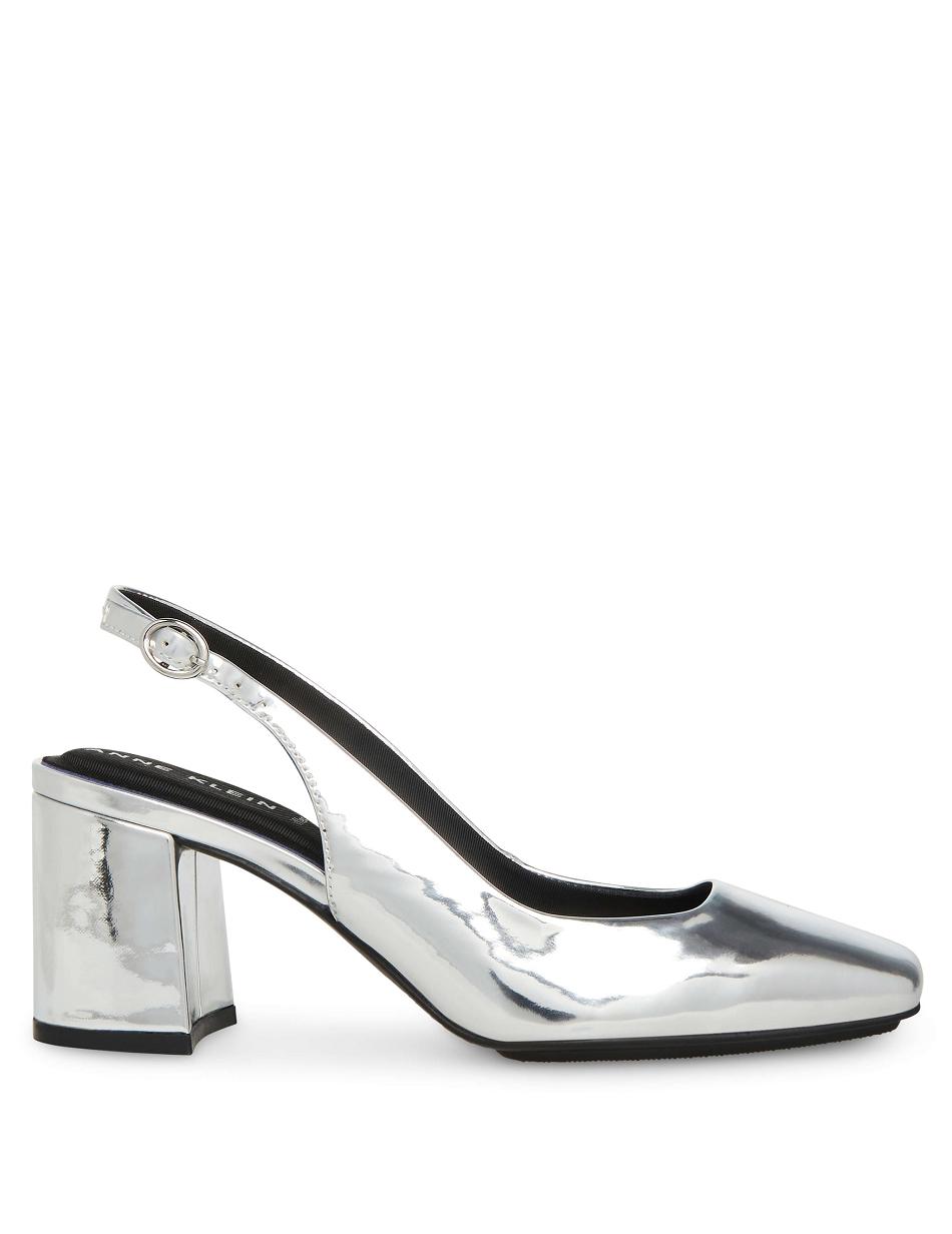 Anne Klein Lizette Sling Back Pumps Heels Silver | BSGSO63844