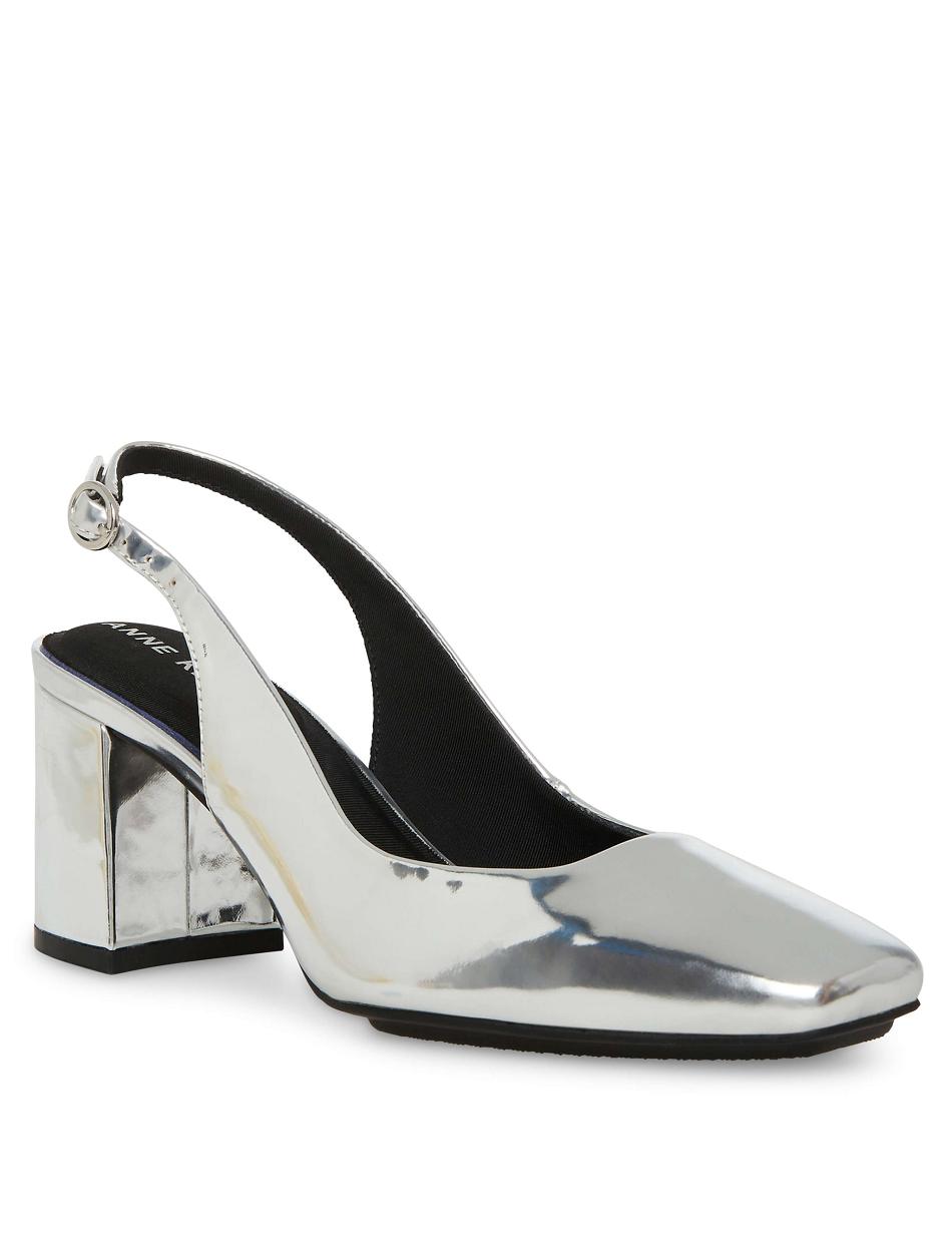 Anne Klein Lizette Sling Back Pumps Heels Silver | BSGSO63844