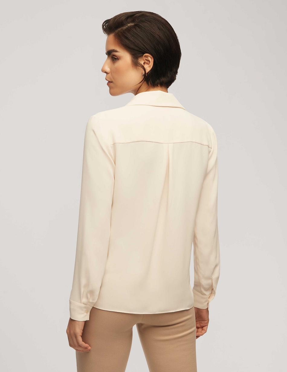 Anne Klein Long Sleeve Crossover Blouse With Collar Tops White | YSGGT27916