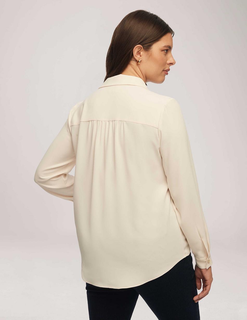 Anne Klein Long Sleeve Shirt With Pocket Tops White | DSGVO68660