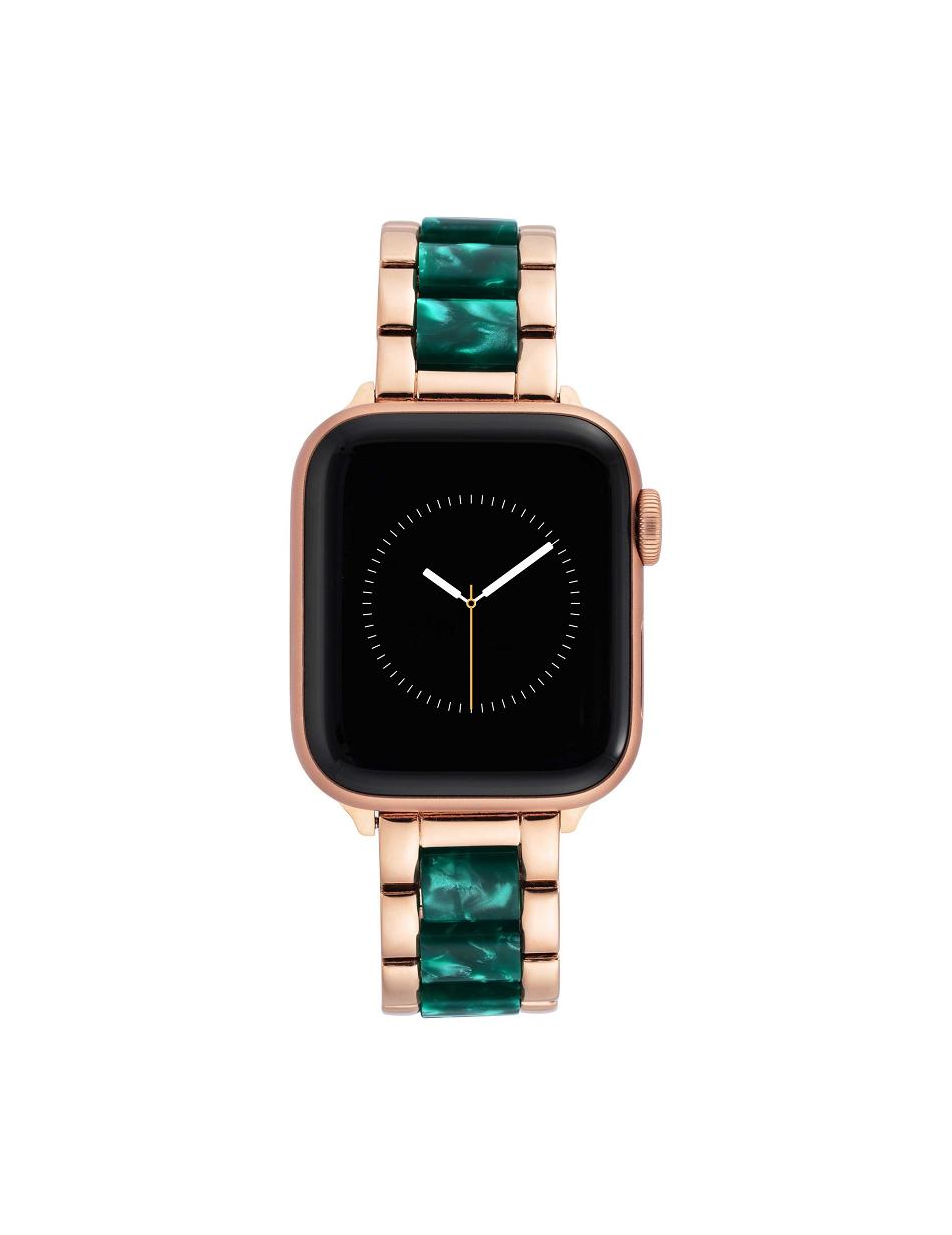 Anne Klein Marbleized Resin Bracelet Band Apple Watch Accessories Green / Rose / Gold | SGNEJ96106