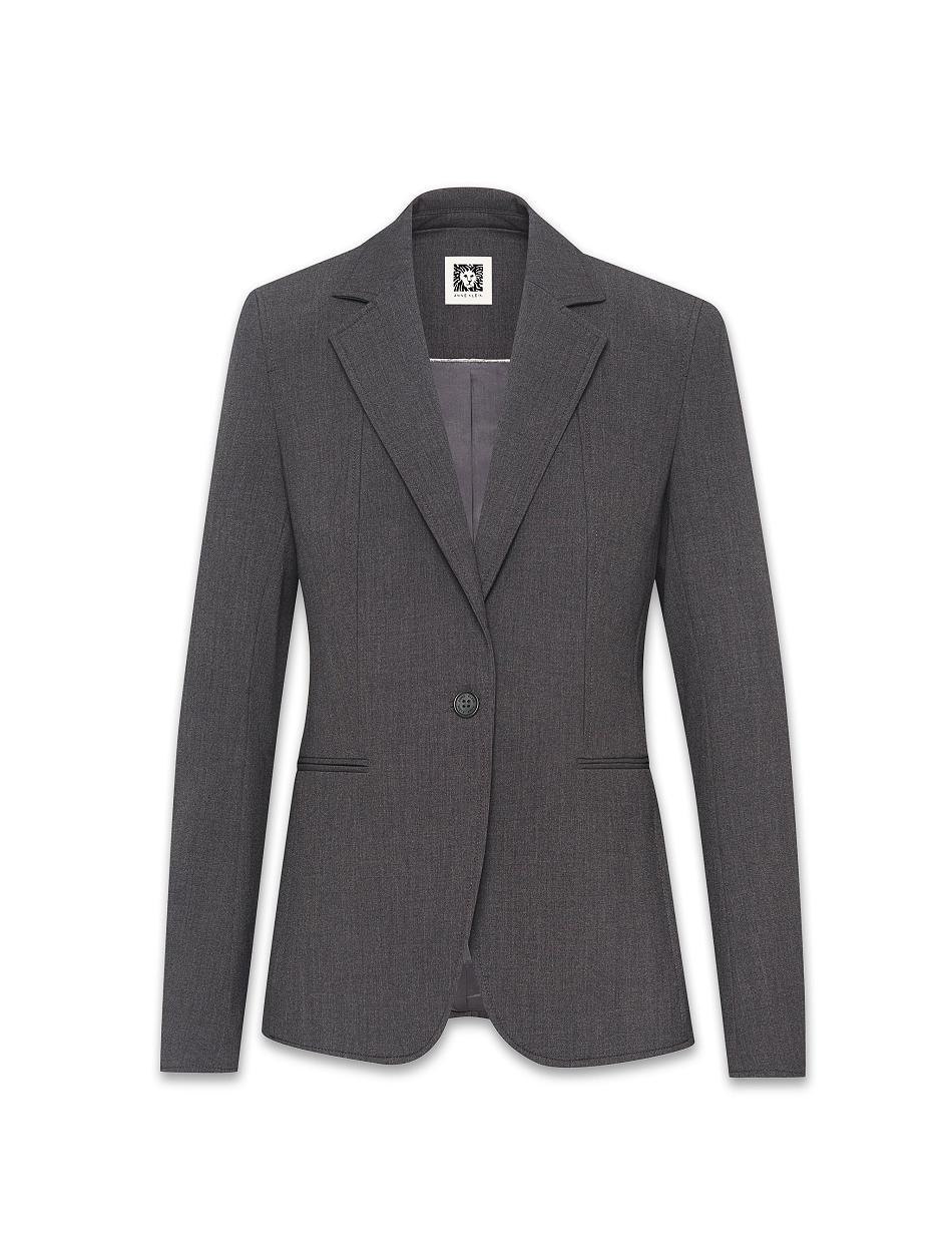 Anne Klein Melange Single Button Blazers Grey | SGCVG10162