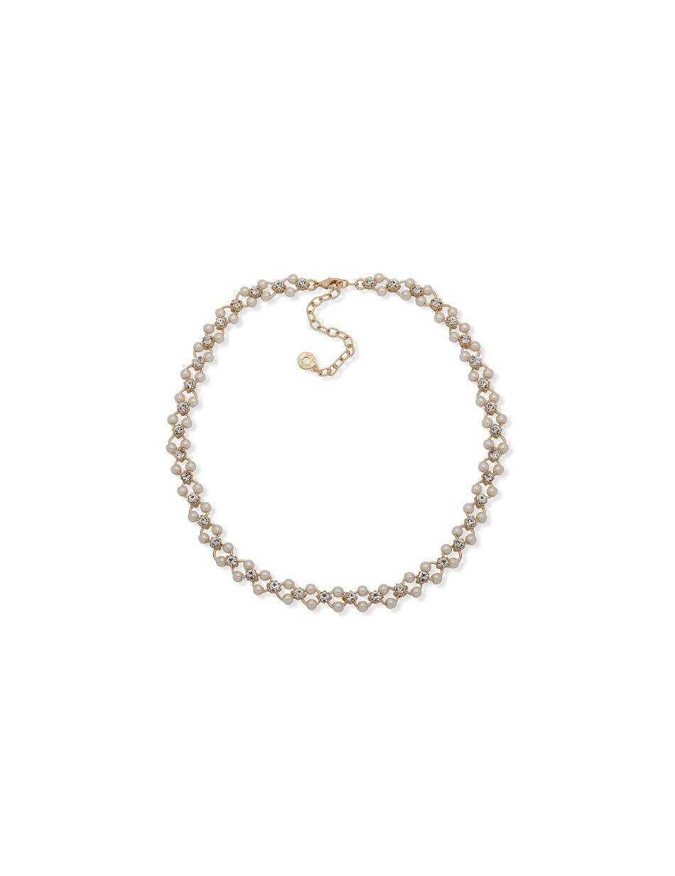 Anne Klein Open Faux Pearl Station Collar Necklace Gold | MSGHR63910