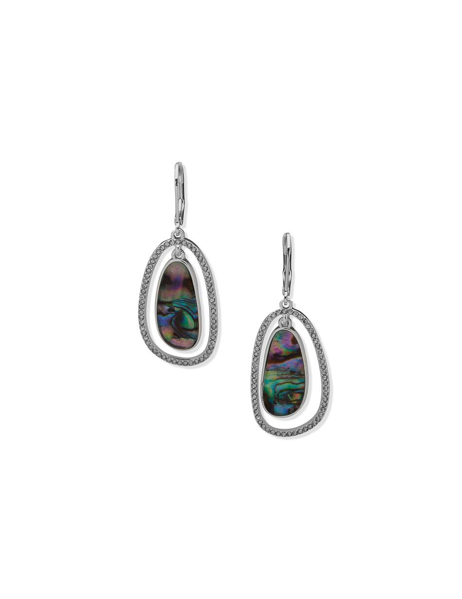 Anne Klein Orbital Abalone Pierced Earrings Silver | LSGTR99839