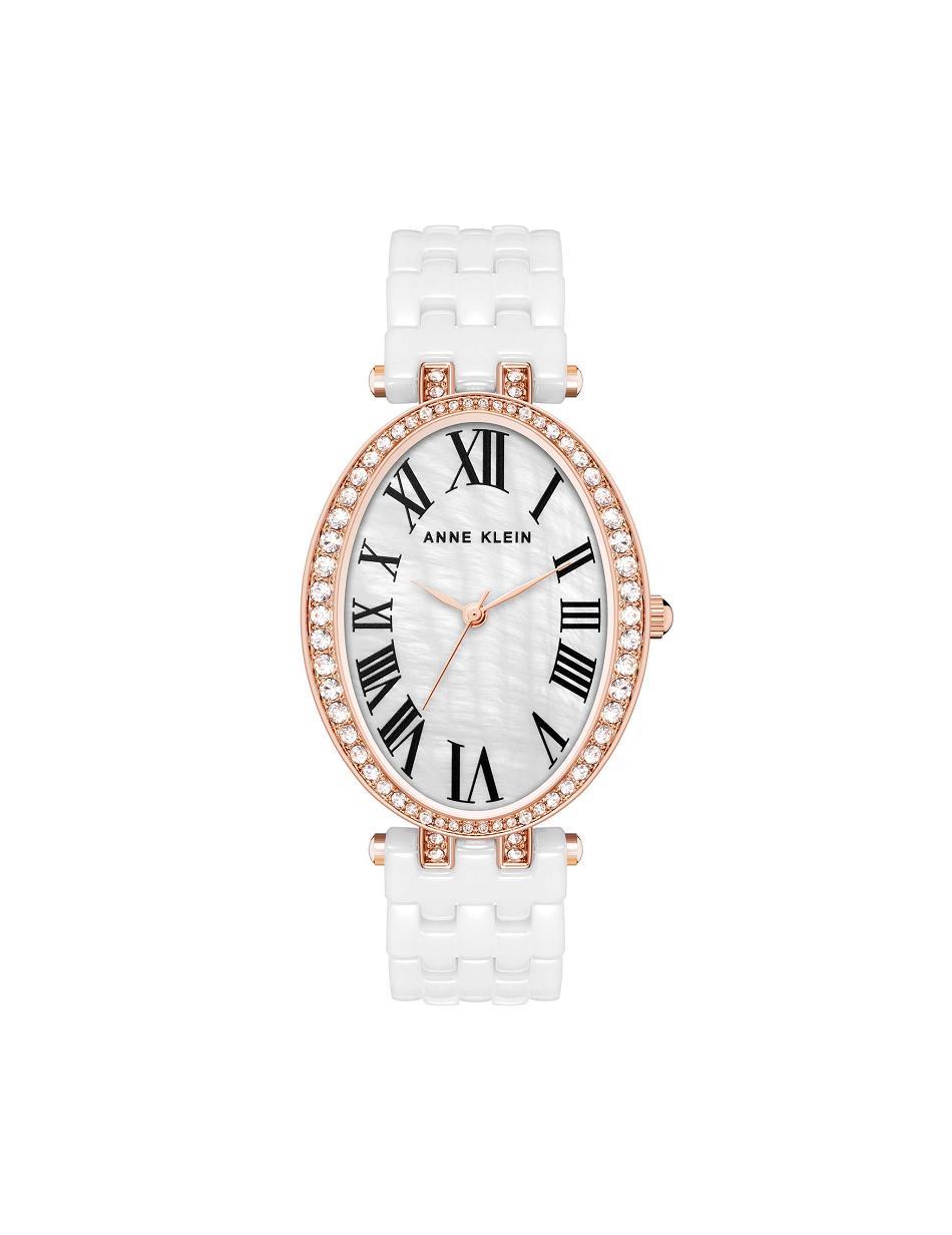 Anne Klein Oval Bracelet Watch Ceramics White / Rose / Gold | SGDFL59860