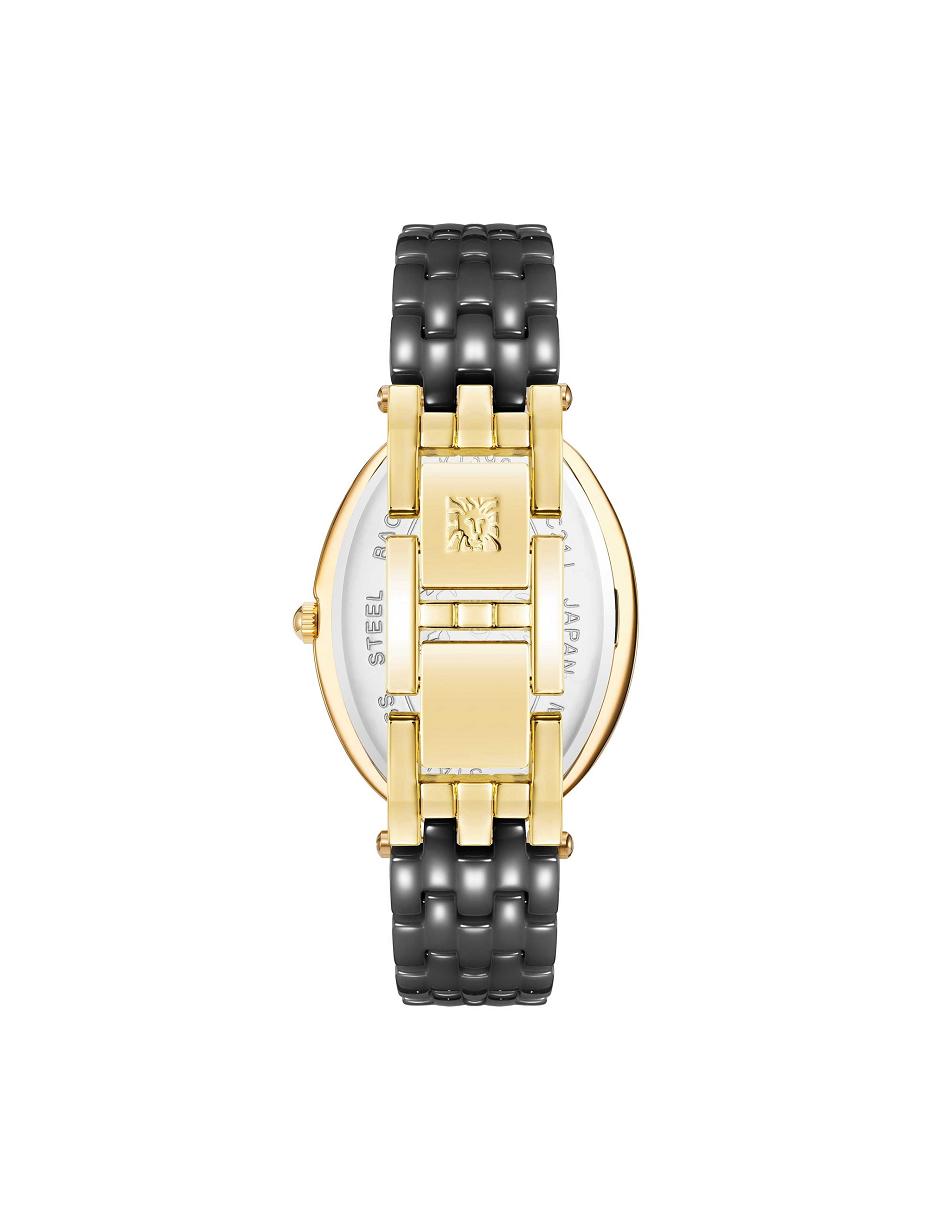 Anne Klein Oval Bracelet Watch Ceramics Black / Gold | SGDYB32842