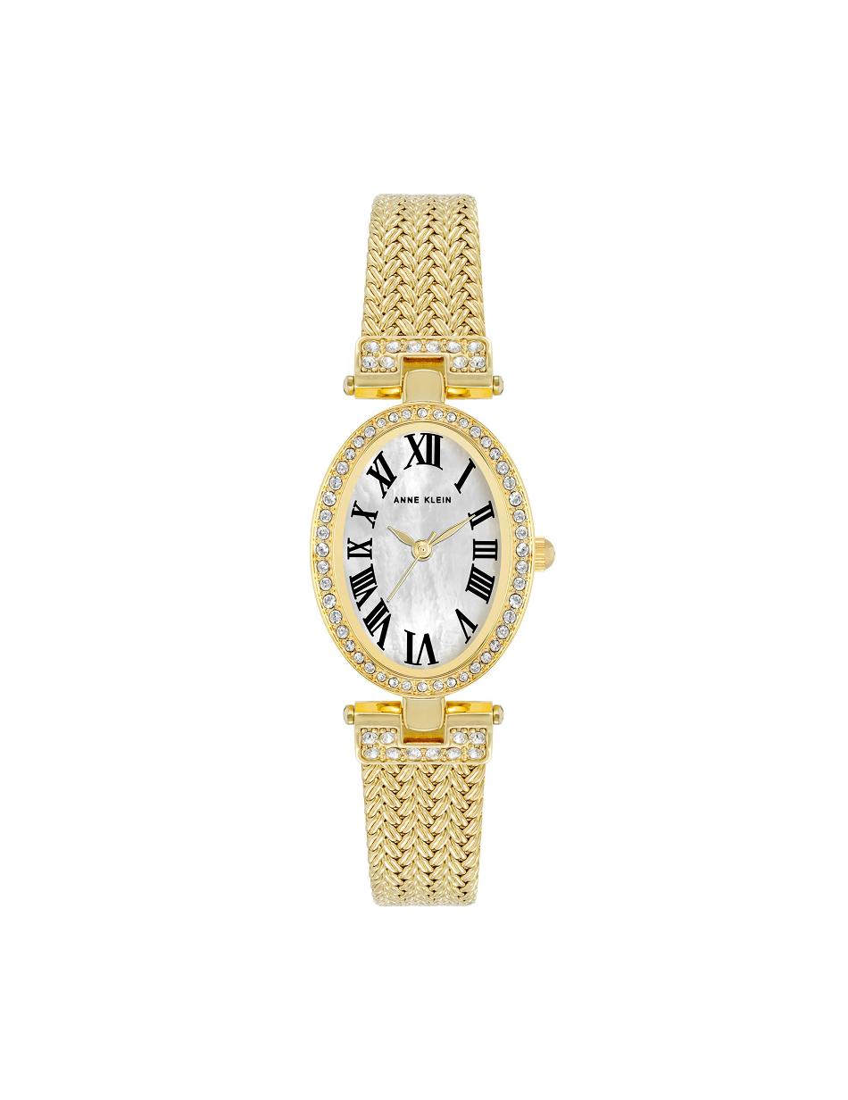 Anne Klein Oval Crystal Accented Mesh Bracelet Watch Metals Gold | ASGDF20855