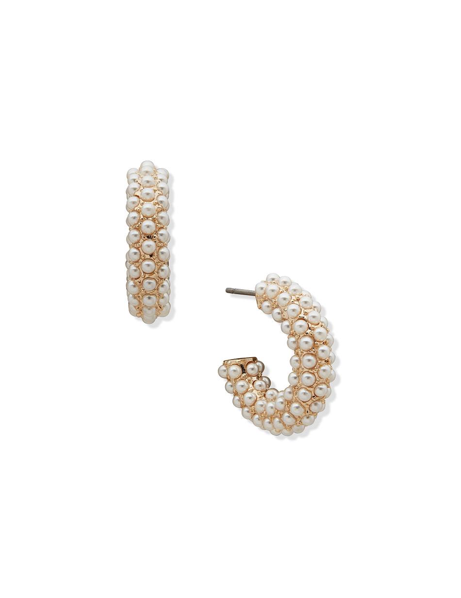 Anne Klein Pearl C Hoop Pierced Earrings Gold | ZSGNQ28688