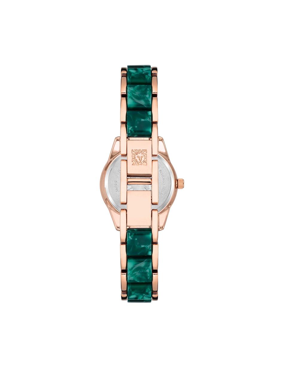 Anne Klein Pearlescent Resin Link Bracelet Watch Metals Rose / Gold / Green | XSGBH14304