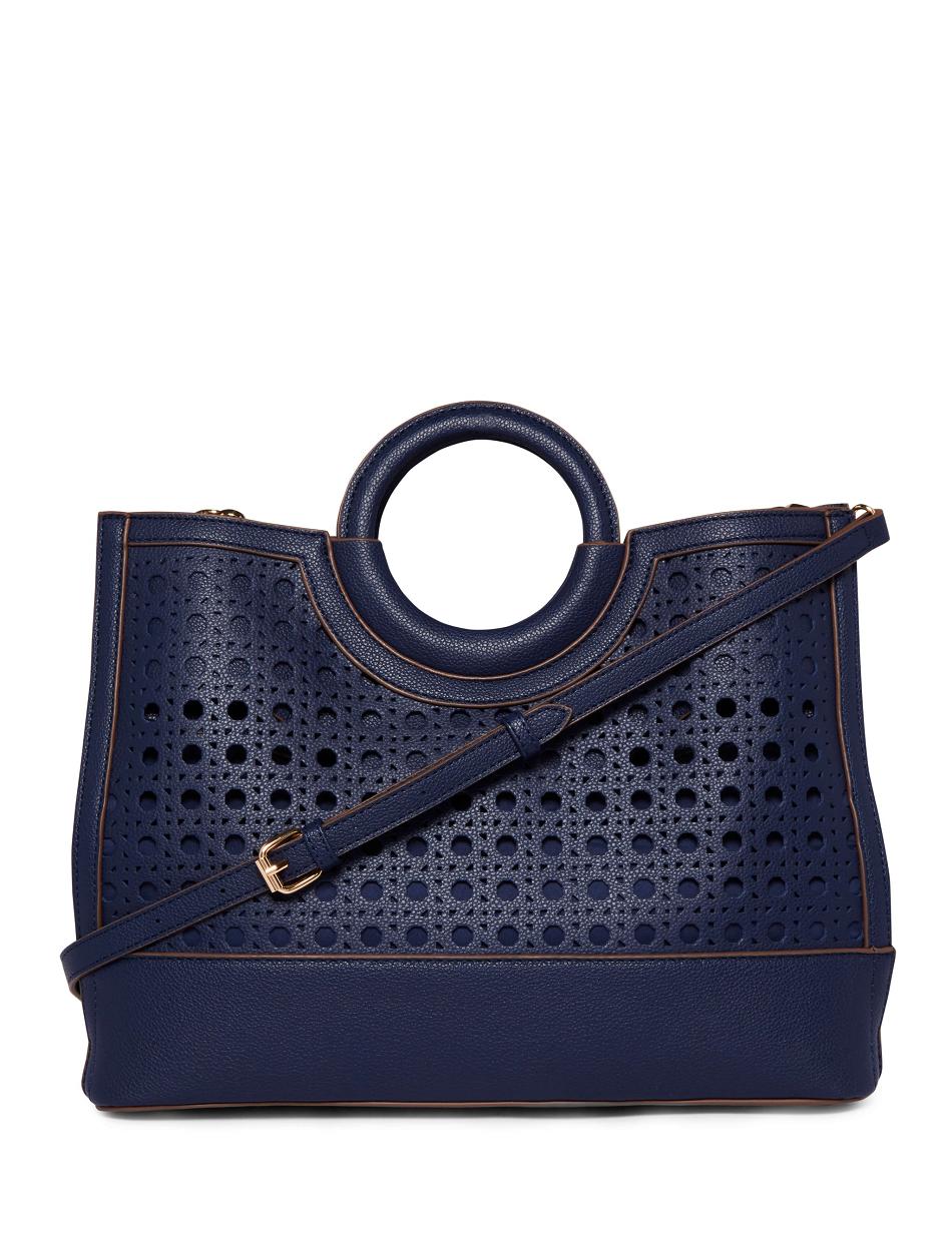 Anne Klein Perforated Rounded Top Handle Satchels Blue / Blue | ZSGNQ50102