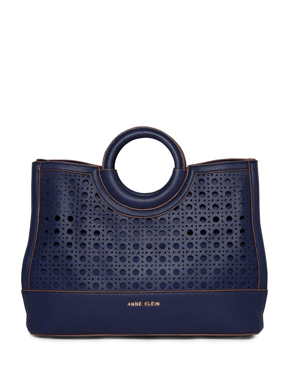 Anne Klein Perforated Rounded Top Handle Satchels Blue / Blue | ZSGNQ50102