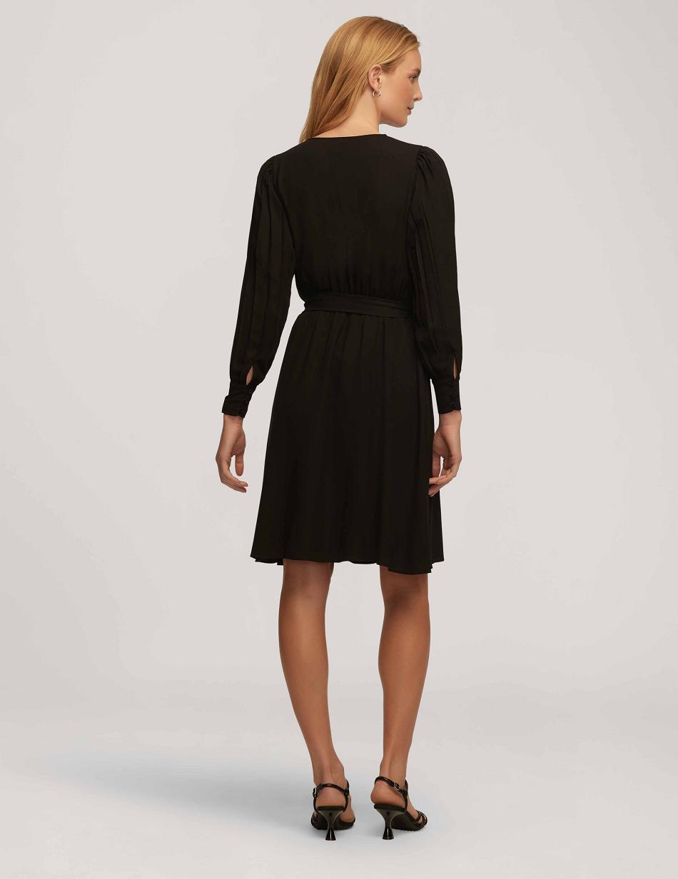 Anne Klein Pleated Sleeve Dress Black | PSGQX48181