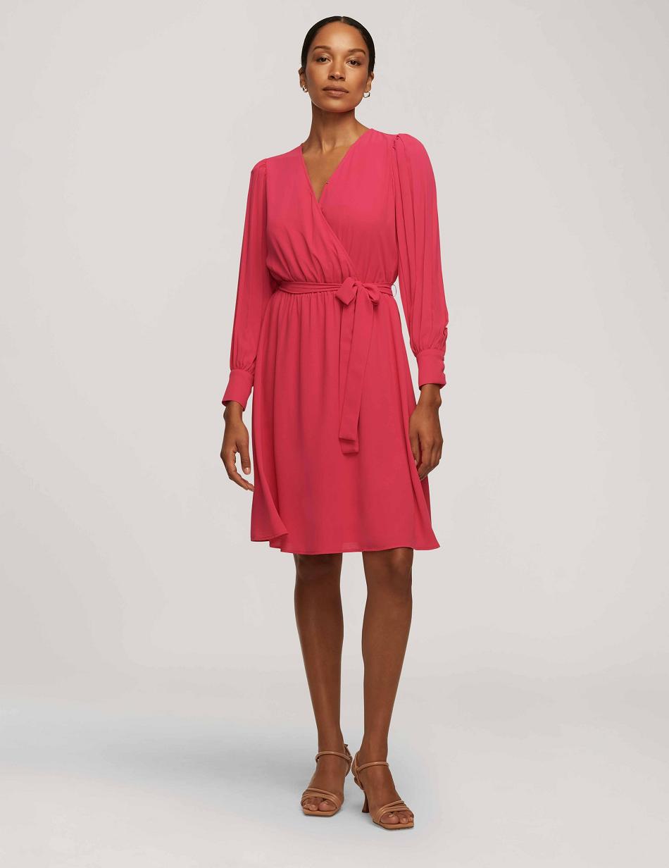 Anne Klein Pleated Sleeve Dress Pink | SGXMI72261