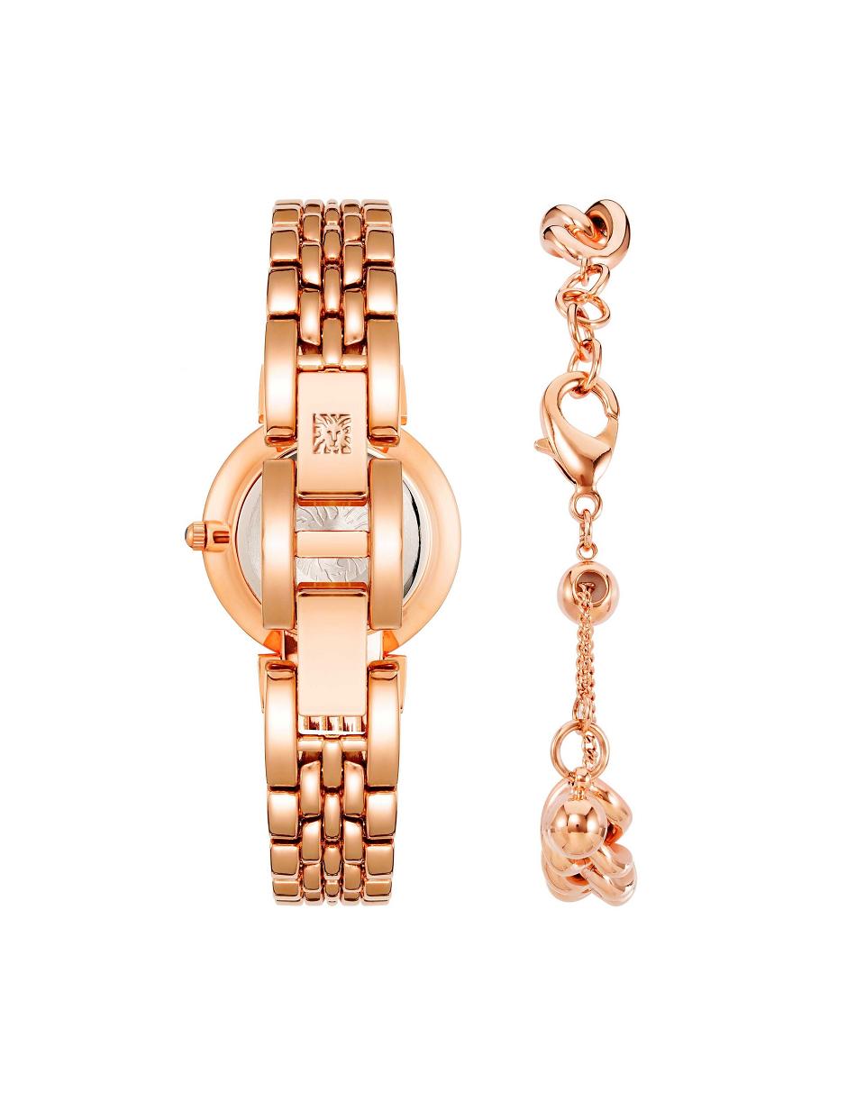 Anne Klein Premium Crystal Watch and Bracelet Sets Green / Rose / Gold | SSGNY60235