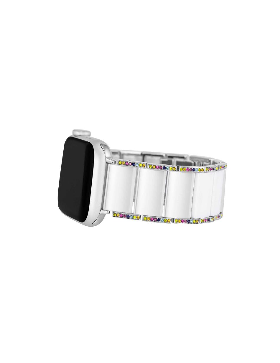 Anne Klein Premium Crystals Ceramic Bracelet Band Apple Watch Accessories White / Silver | FSGUI76095