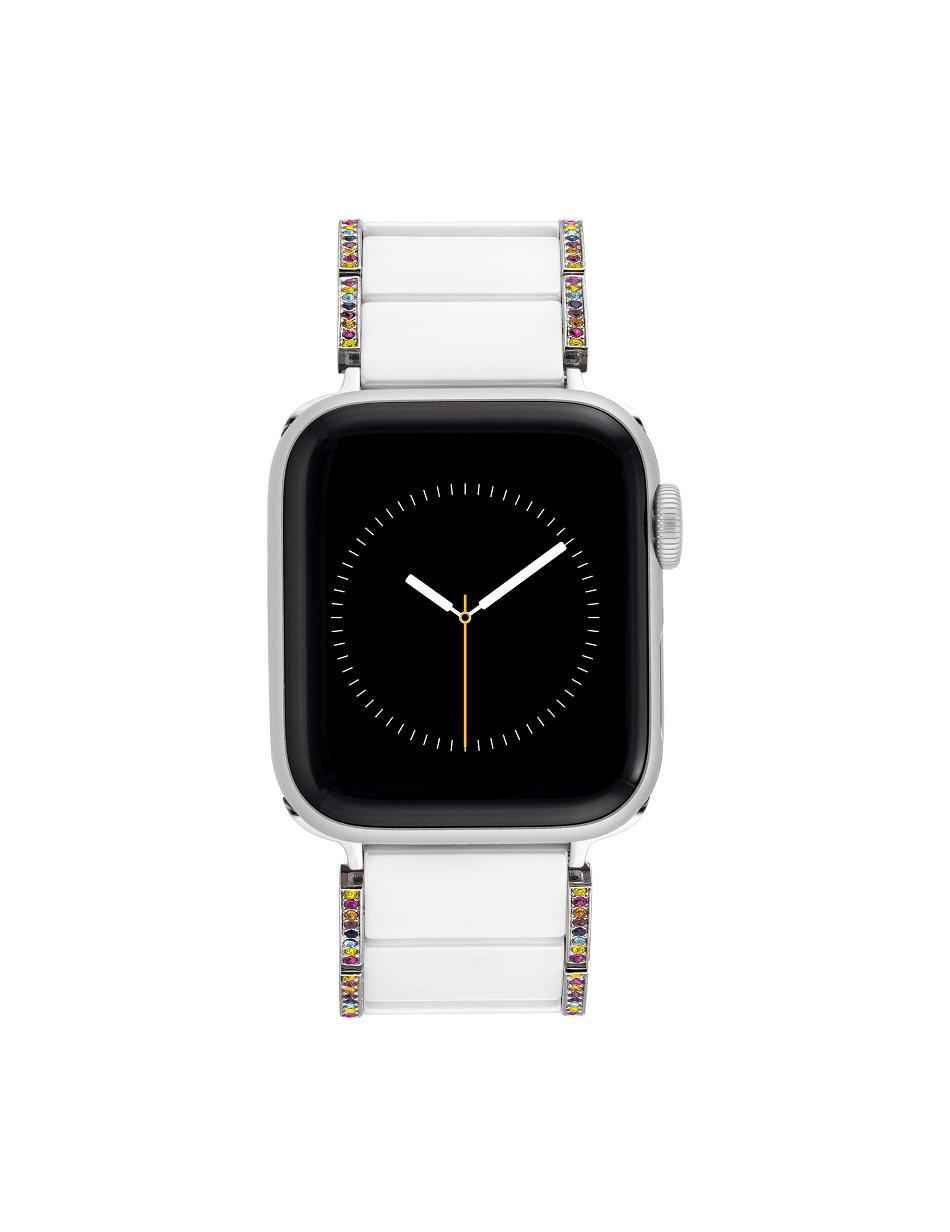 Anne Klein Premium Crystals Ceramic Bracelet Band Apple Watch Accessories White / Silver | FSGUI76095