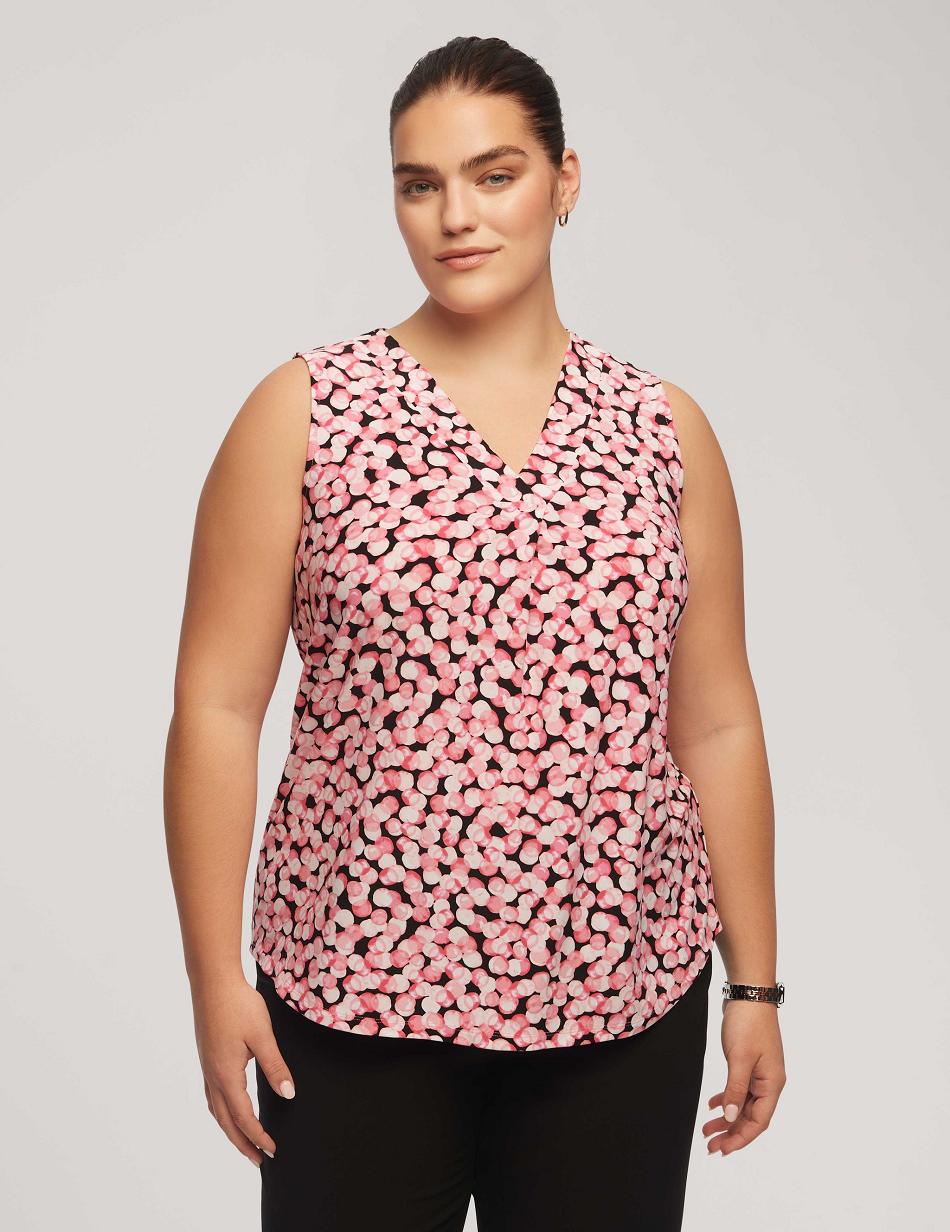 Anne Klein Printed Ity Pleat Front Shell Plus Size Multicolor | BSGSO28957