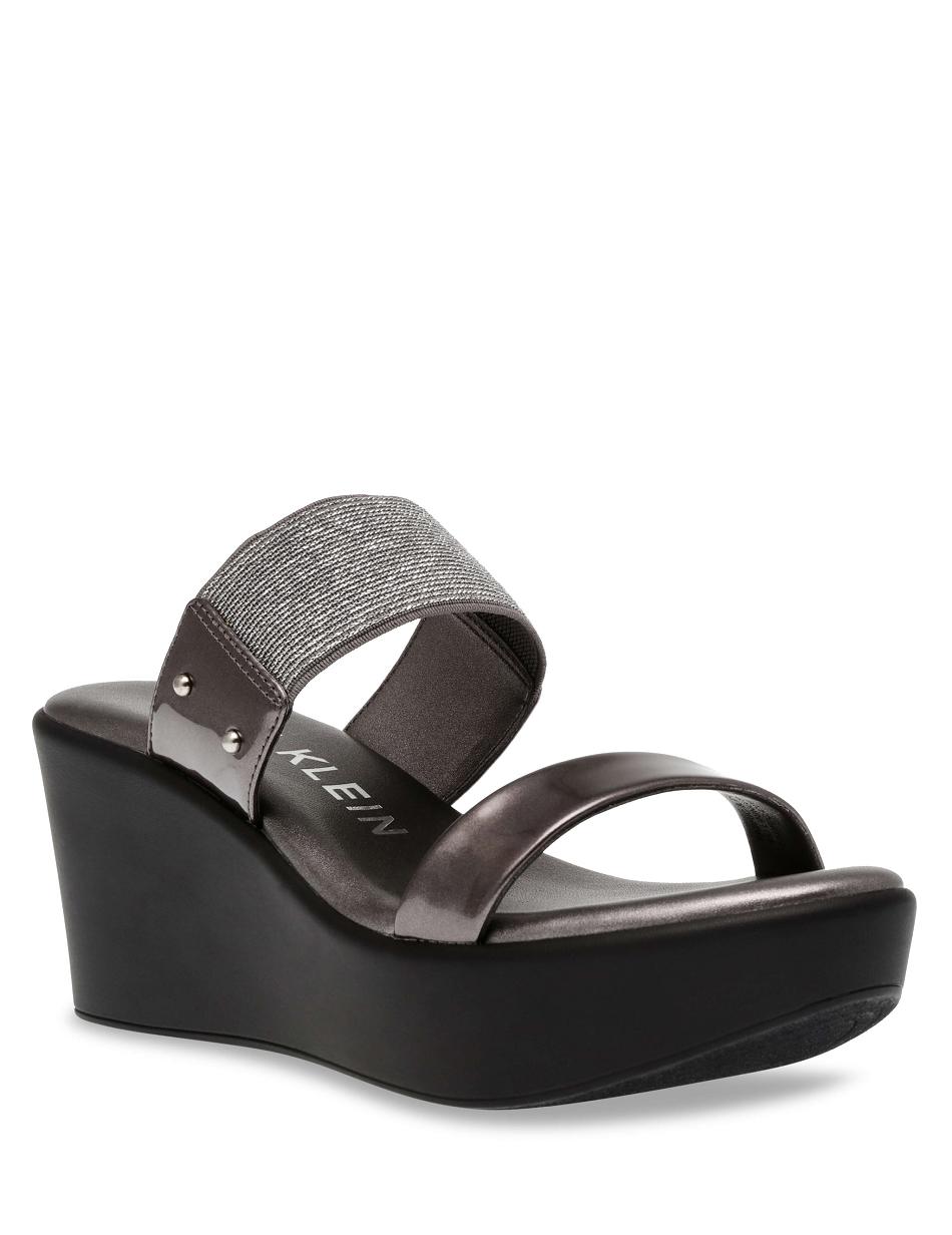 Anne Klein Pylos Platform Sandal Wedges Blue Grey | ESGVG52559