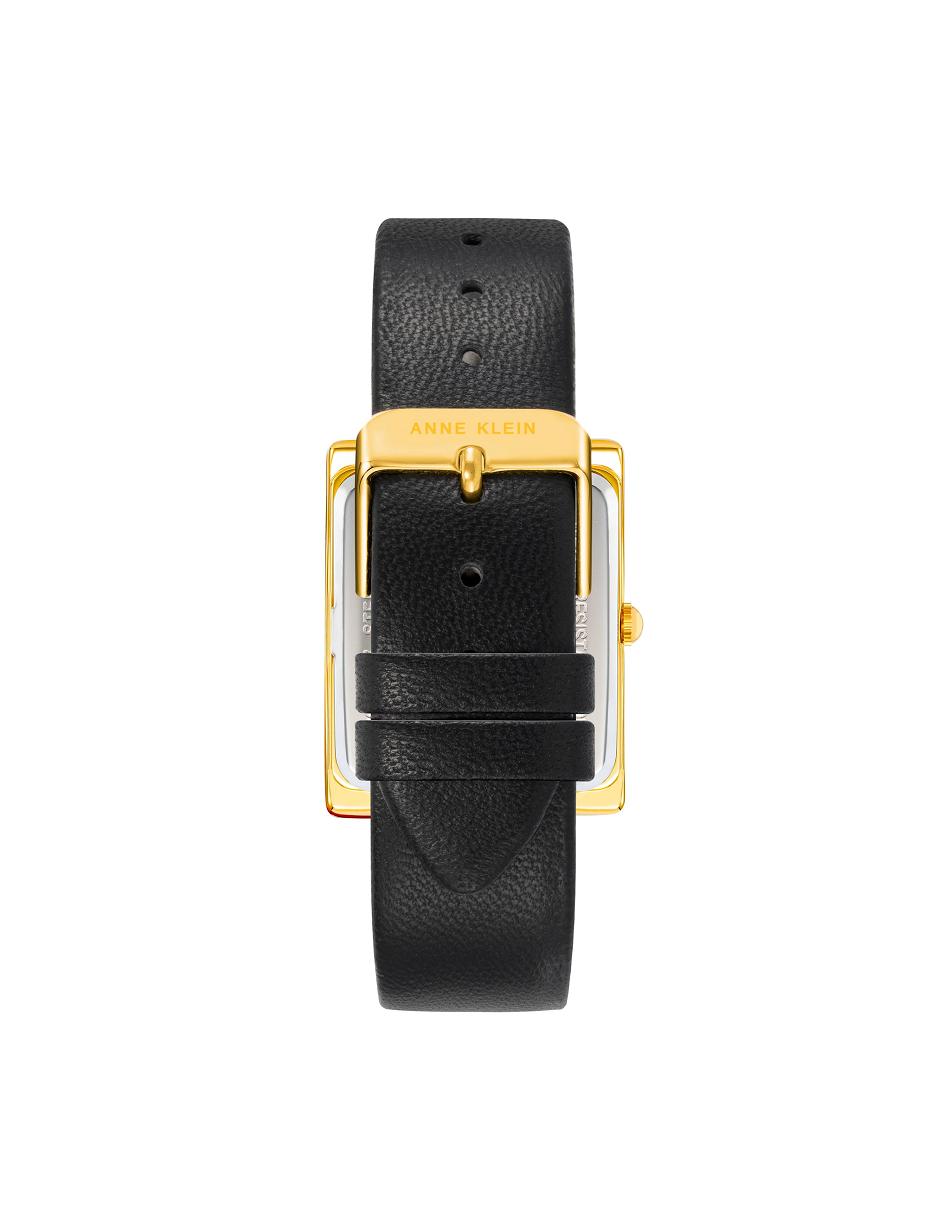 Anne Klein Rectangular Case Band Watch Leather Gold / Black | USGND65029