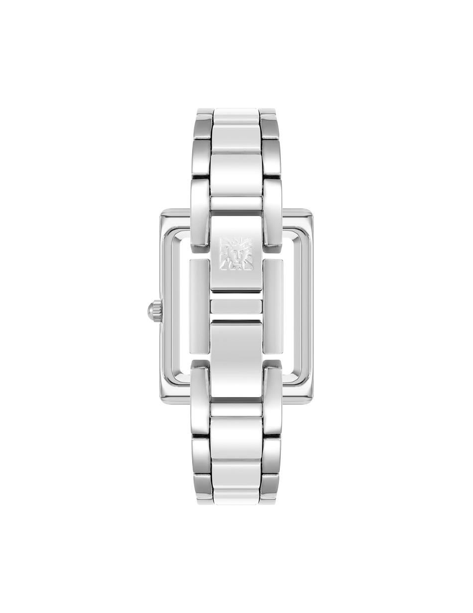 Anne Klein Rectangular Case Bracelet Watch Ceramics Silver / White | SGEGJ90777