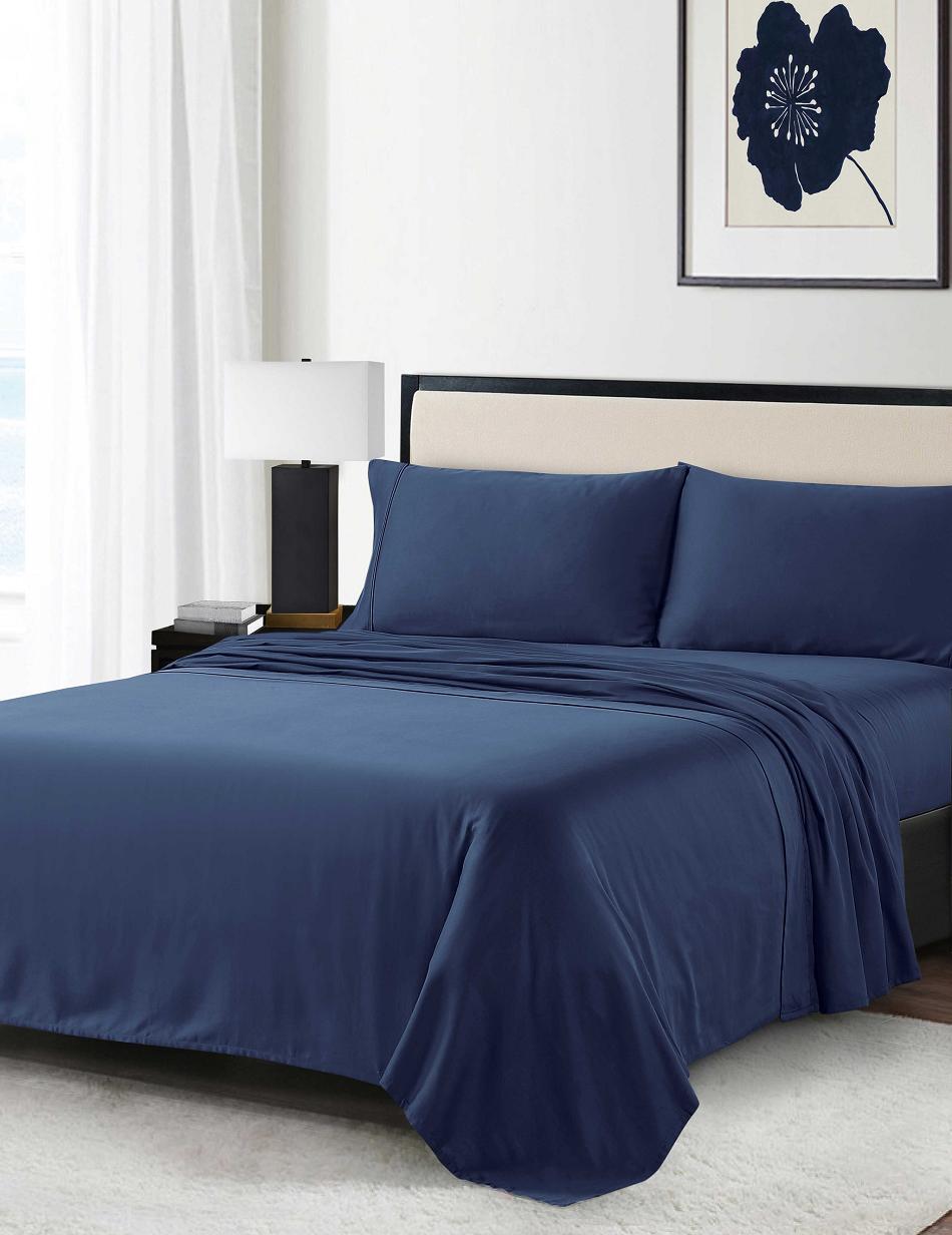 Anne Klein Reverie Anti-Microbial Sheet Set Bedding Navy | ASGDF39383