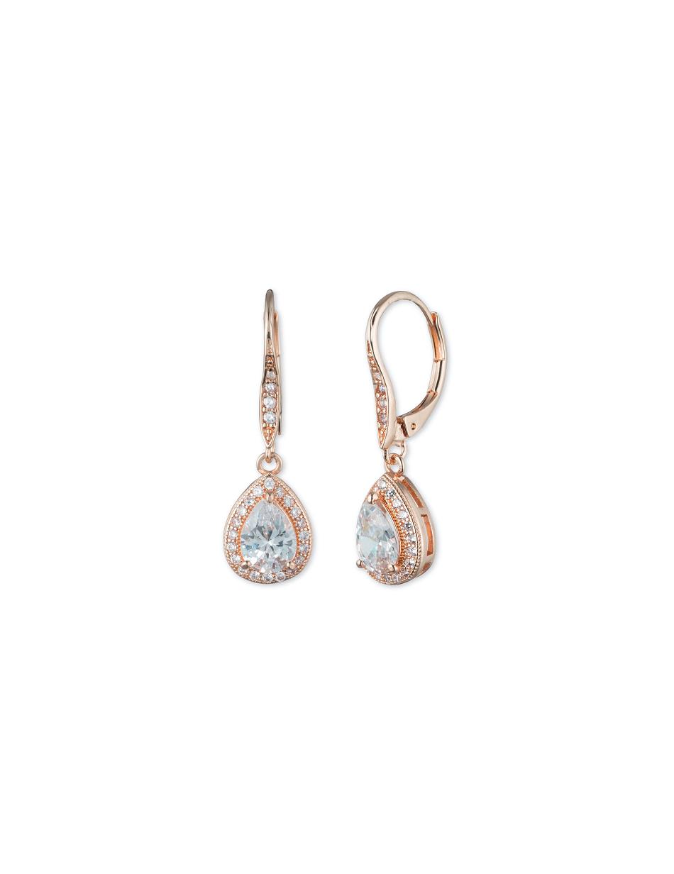 Anne Klein Rose Gold-Tone Cubic Zirconia Halo Drop Pierced Earrings Rose / Gold | LSGTR30146