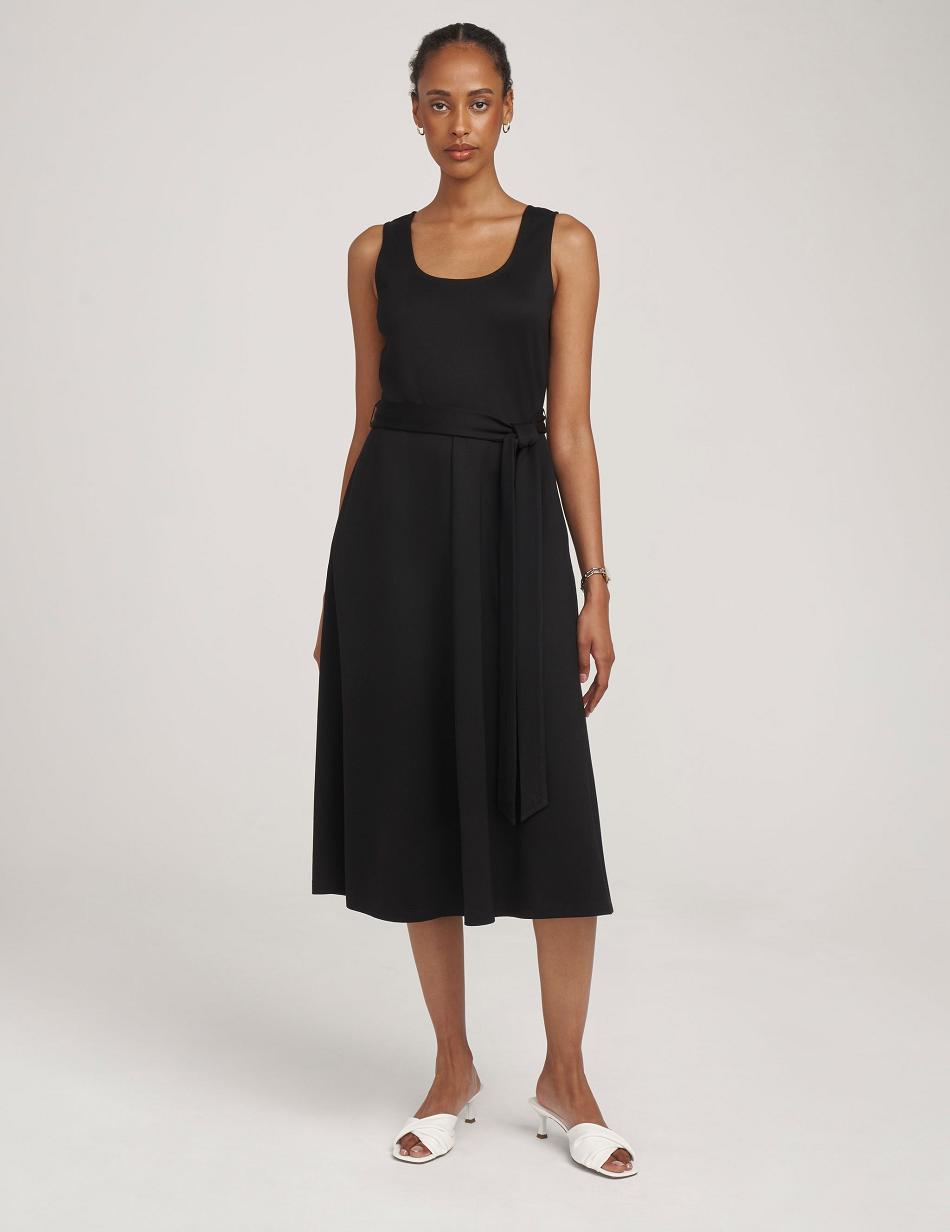 Anne Klein Serenity Knit Tank With Belt Dress Black | SGQCS58897