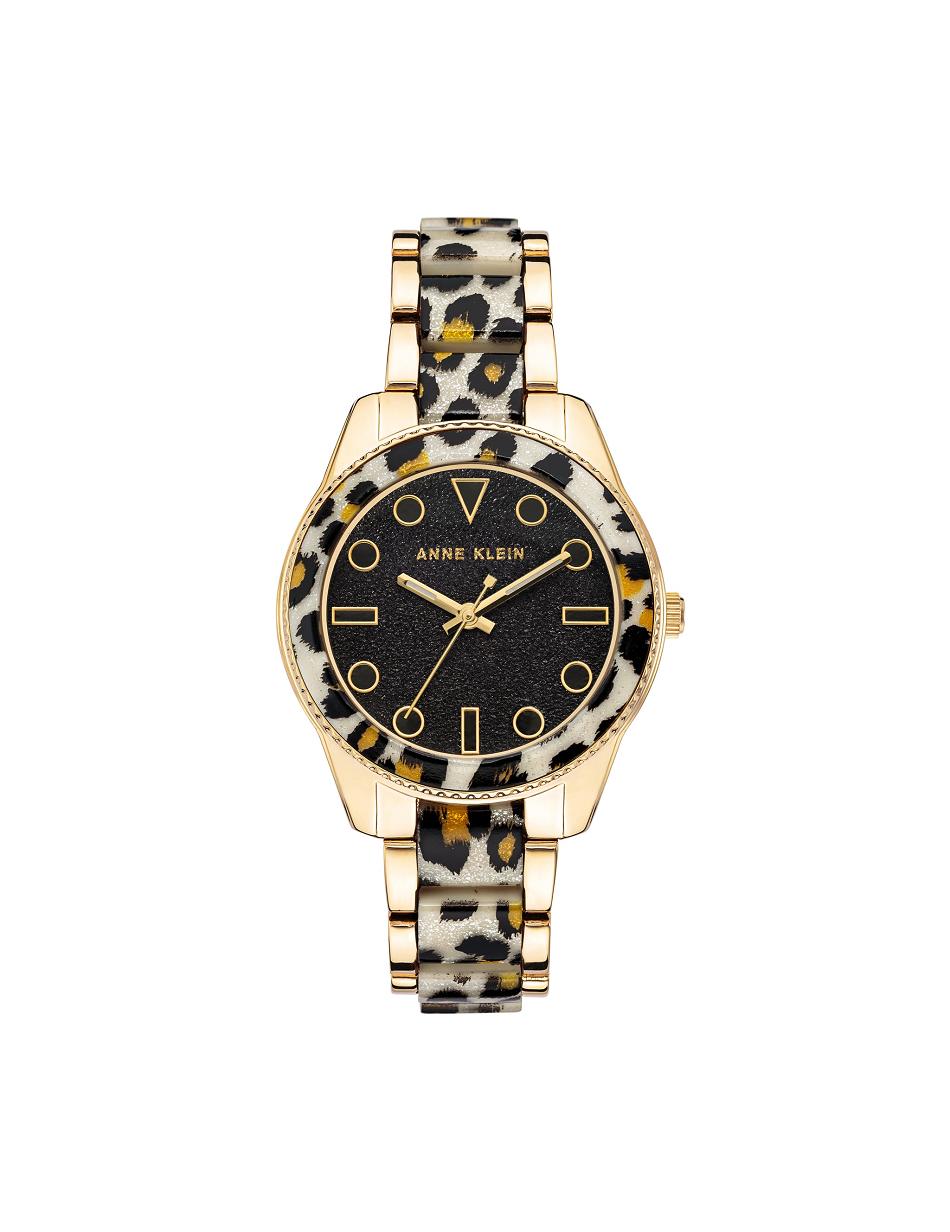 Anne Klein Shimmer Leopard Print Resin Link Watch Metals Gold / Leopard | FSGHY51169