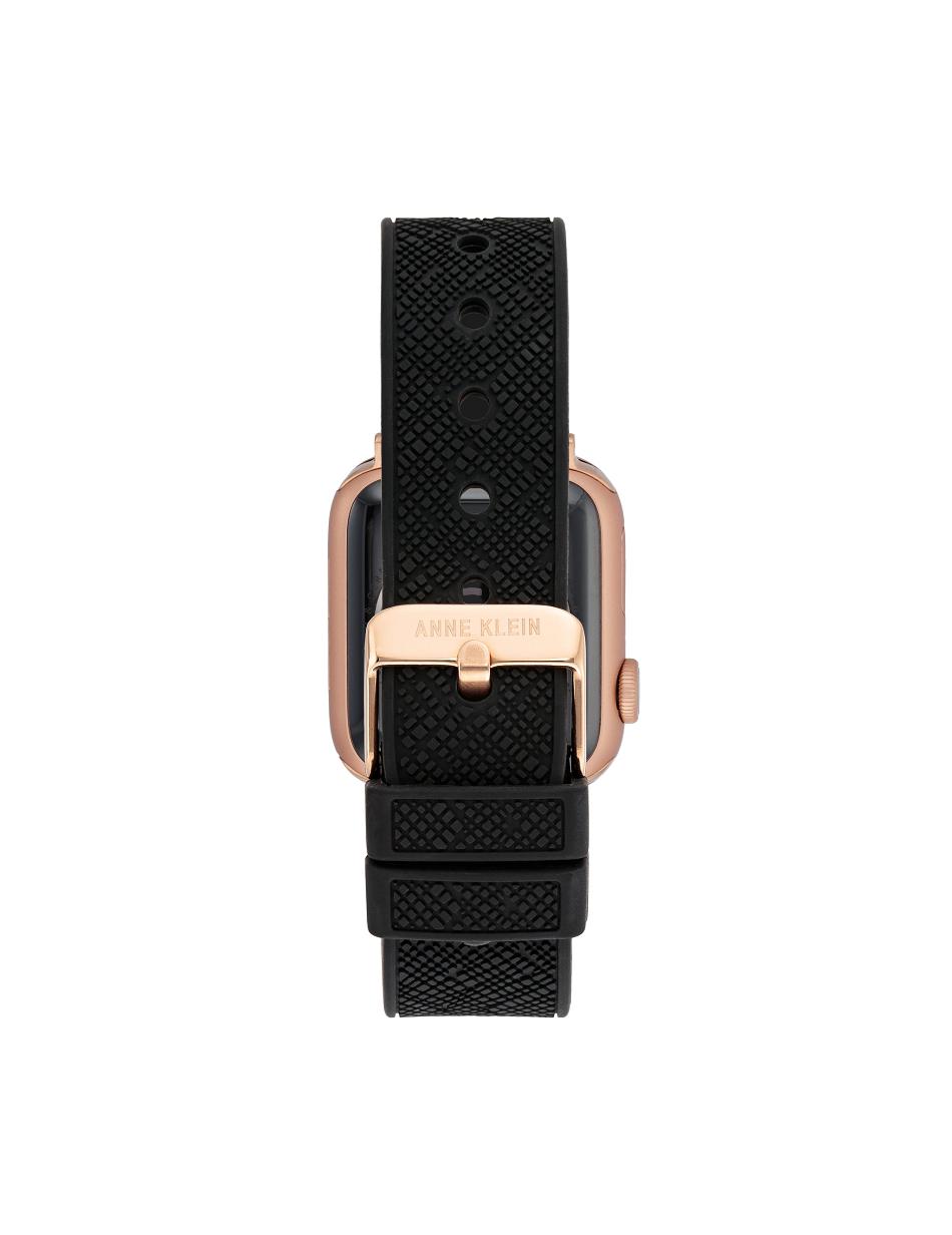 Anne Klein Silicone Textured Band Apple Watch Accessories Black / Rose / Gold | SGQAV75490