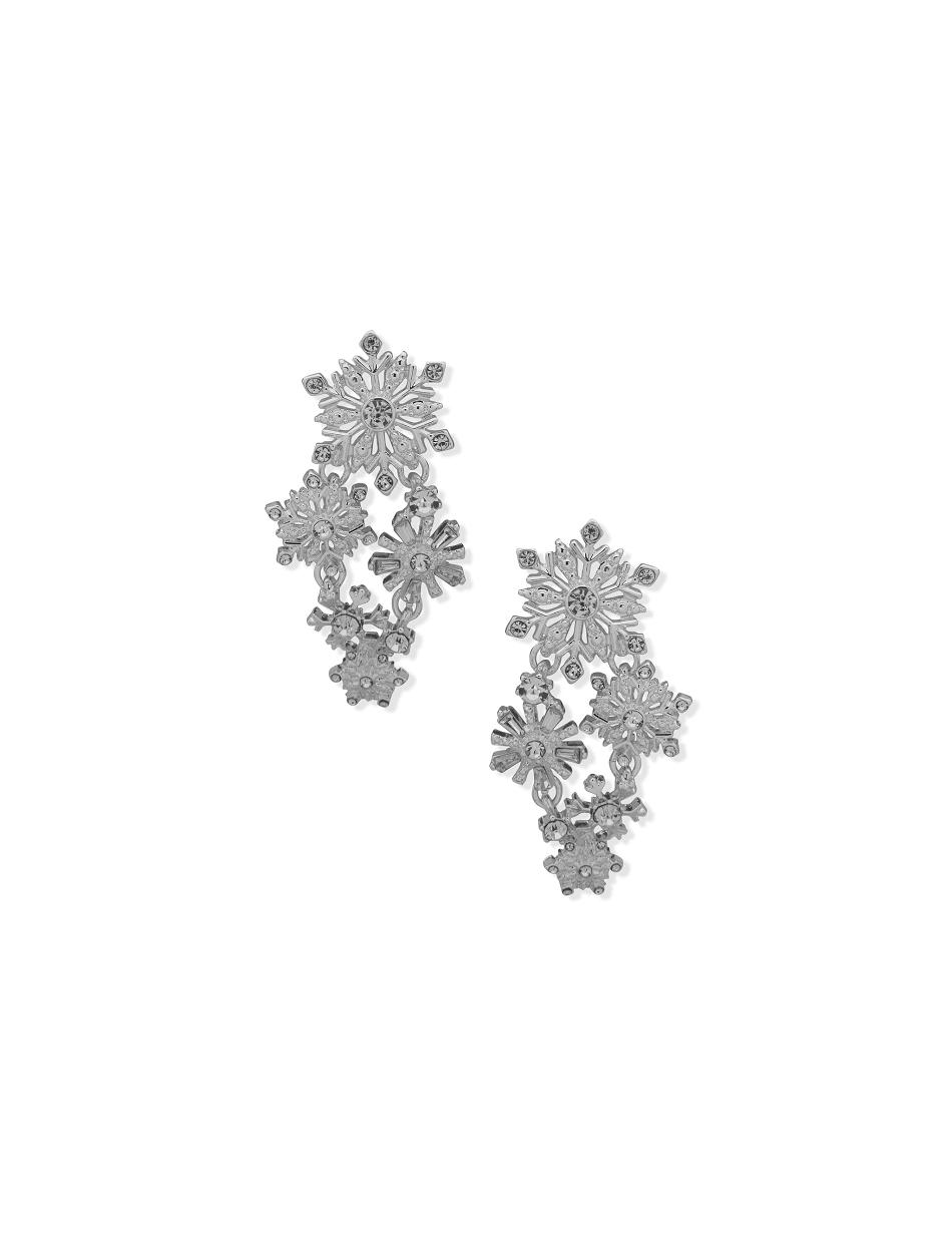 Anne Klein Snowflake Statement Post Drop Pierced Earrings Silver | BSGSO53755