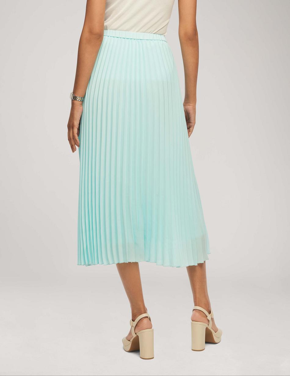 Anne Klein Solid Pull On Pleated Skirt Bottoms Blue | ESGVG41334