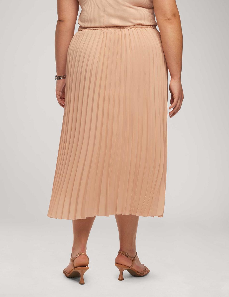 Anne Klein Solid Pull On Pleated Skirt Plus Size Pink | SGEGJ23395