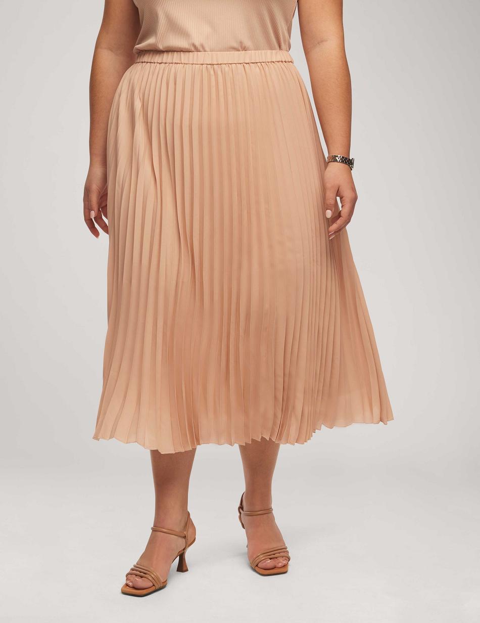 Anne Klein Solid Pull On Pleated Skirt Plus Size Pink | SGEGJ23395