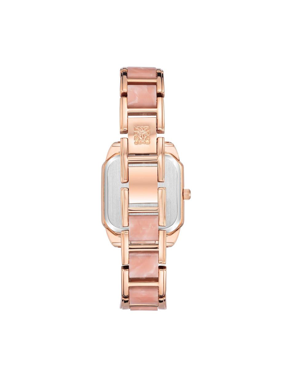 Anne Klein Square Case Resin Link Bracelet Watch Metals Rose / Gold / Pink | FSGUI49488