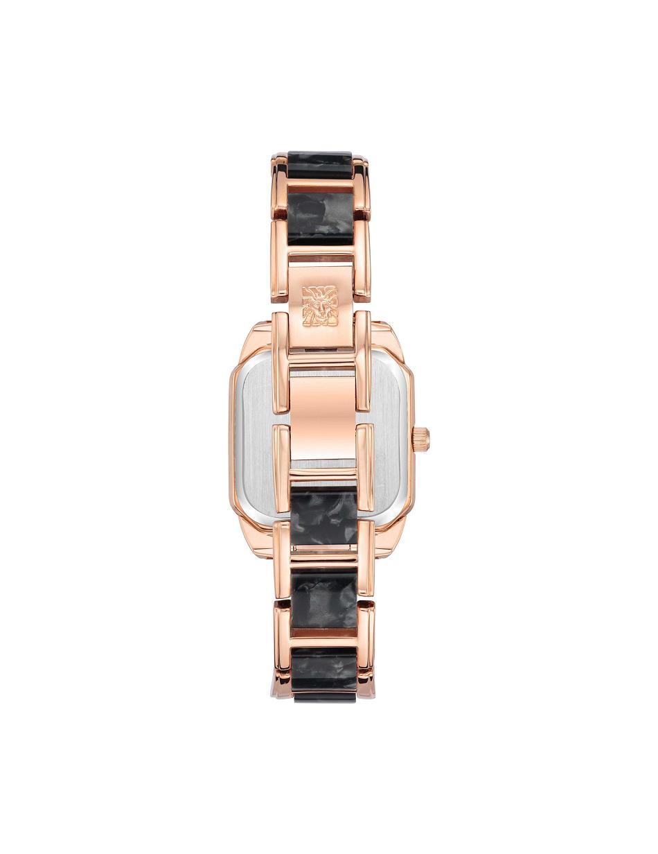 Anne Klein Square Case Resin Link Bracelet Watch Metals Rose / Gold / Grey | SGZPD34342