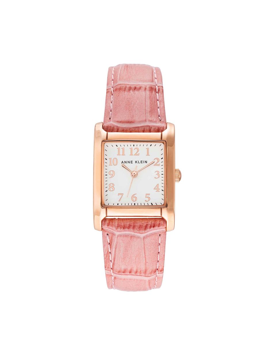 Anne Klein Square Case Strap Watch Leather Pink / Rose / Gold | PSGER74948