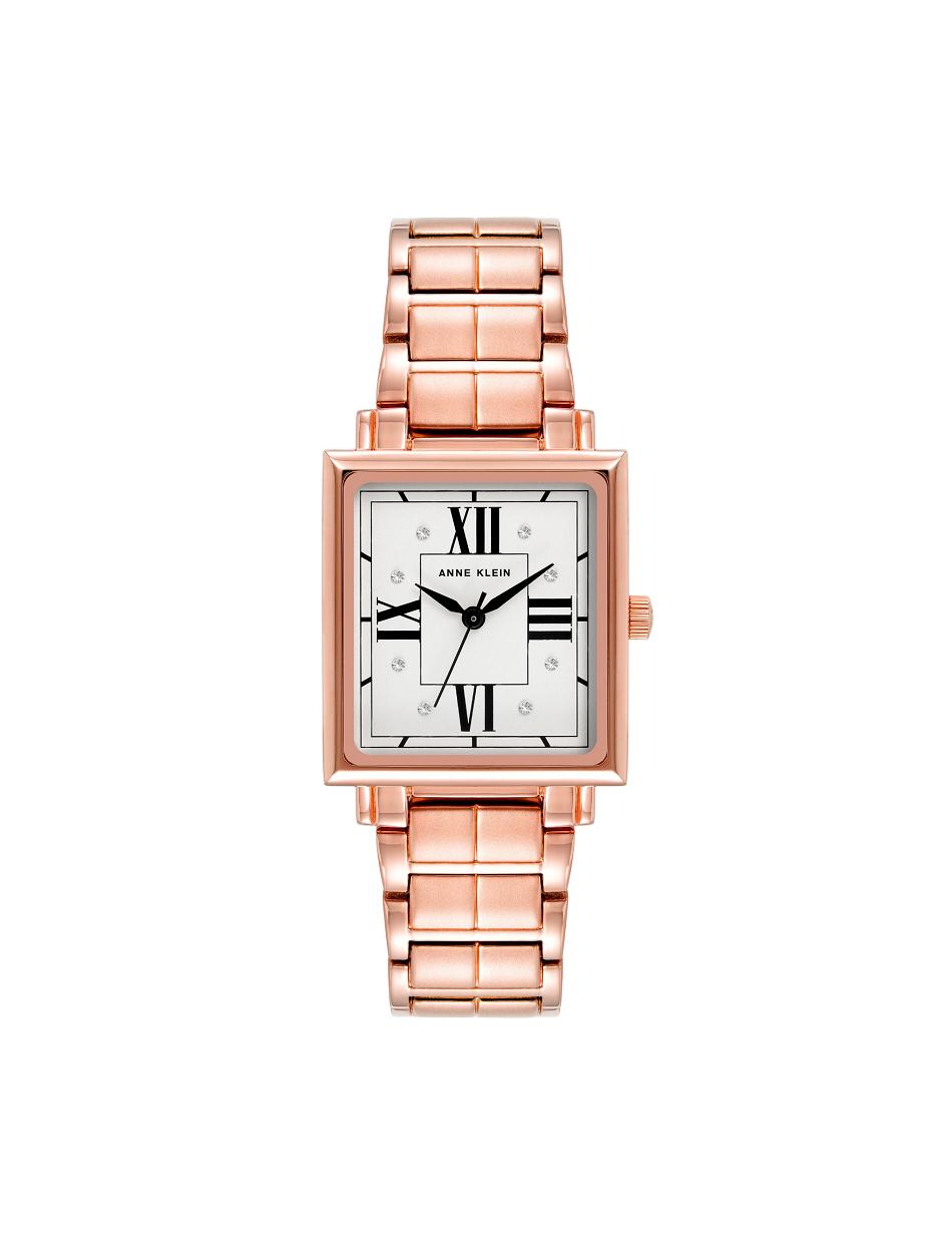 Anne Klein Square Crystal Accented Dial Watch Metals Rose / Gold | BSGSD35341