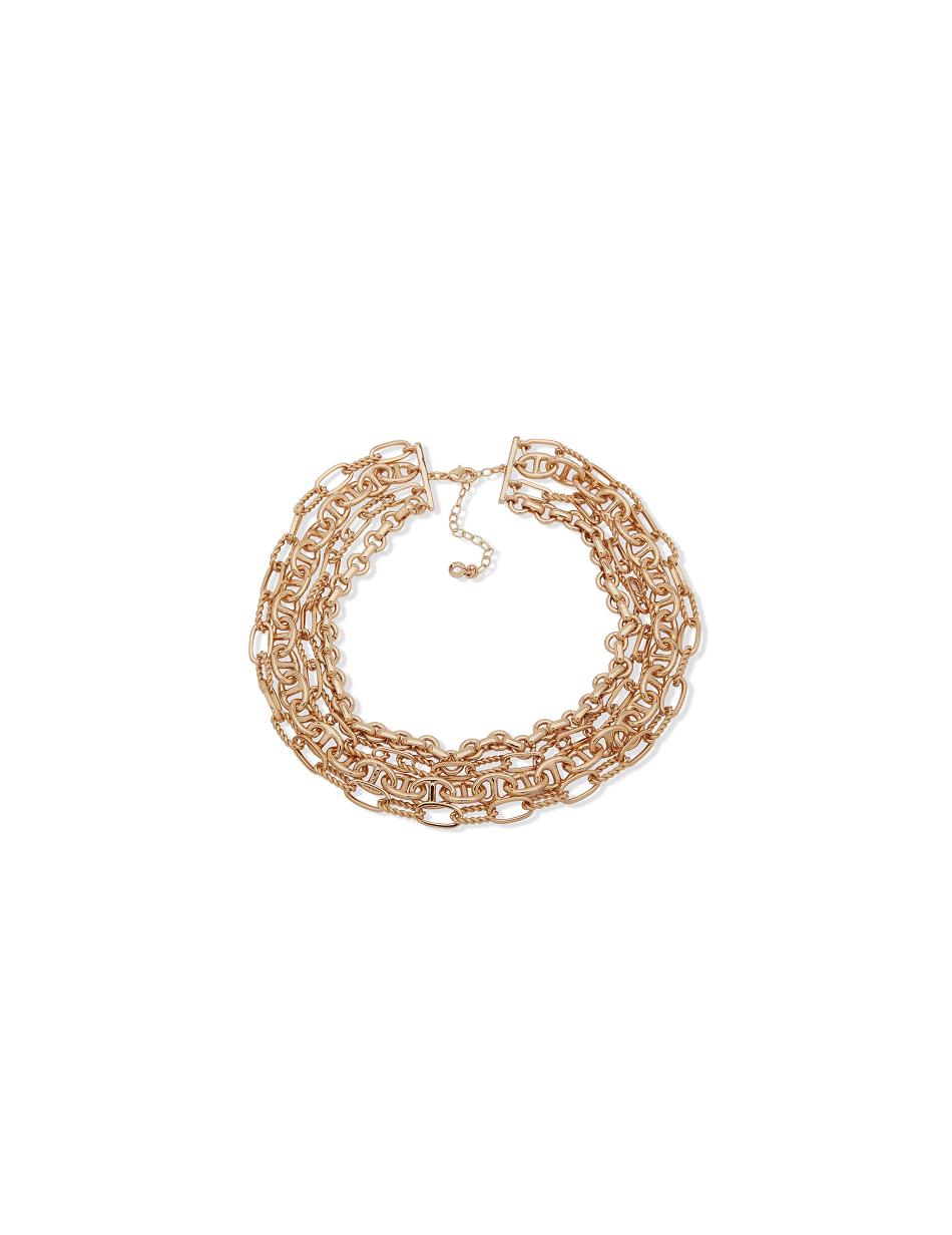 Anne Klein Statement Multirow Chain Necklace Gold | QSGWA75946