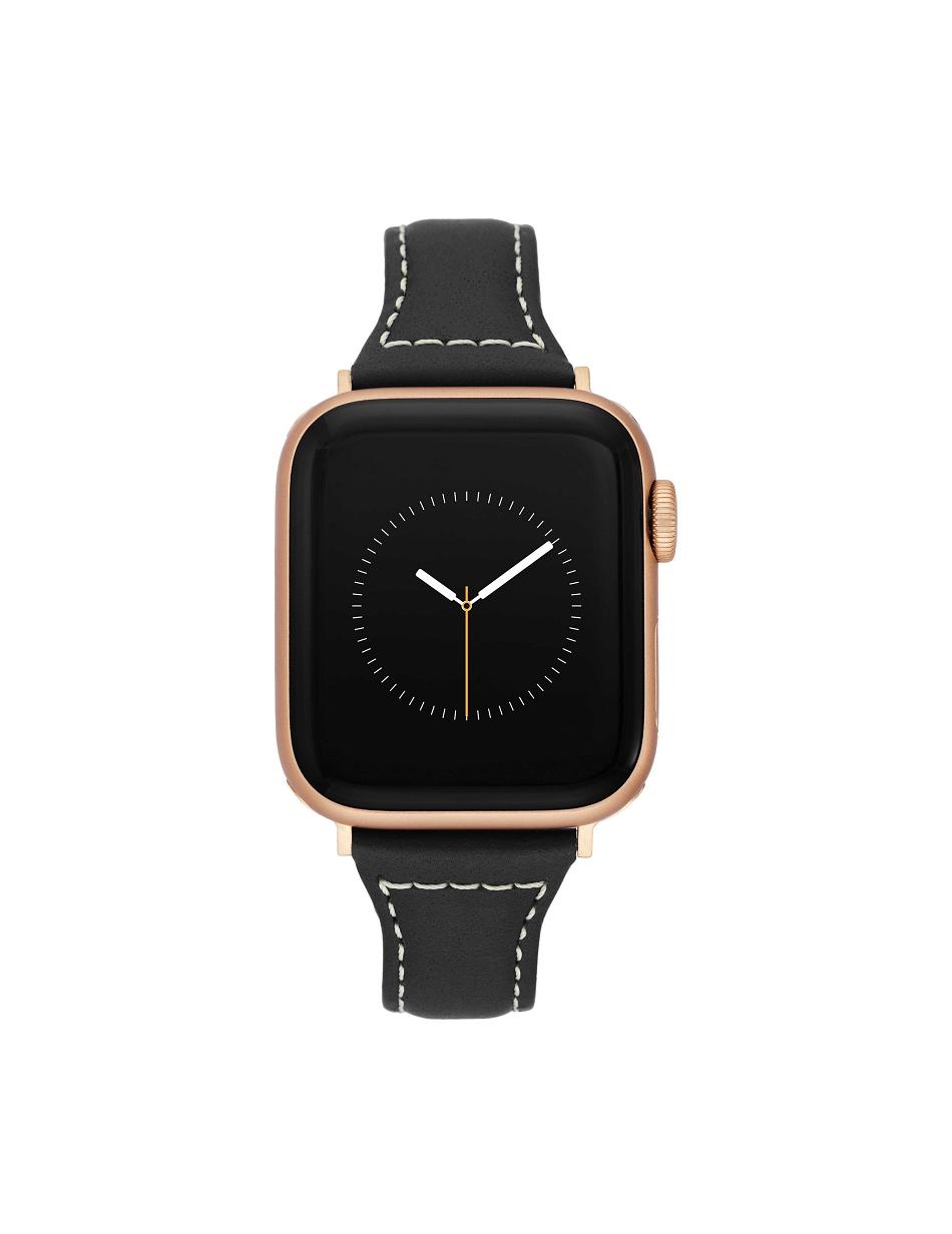 Anne Klein Stitched Band for Apple Watch® Leather Black / Rose / Gold | USGTG85650