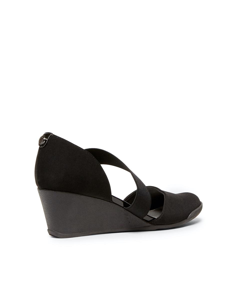 Anne Klein Tara Strap d'Orsay Wedge Heels Black | YSGGT33835