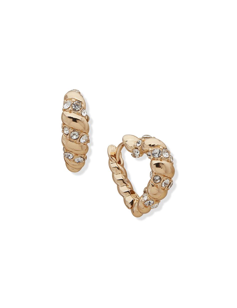 Anne Klein Twisted Heart Huggie Hoop Pierced Earrings Gold | SGNEJ62343