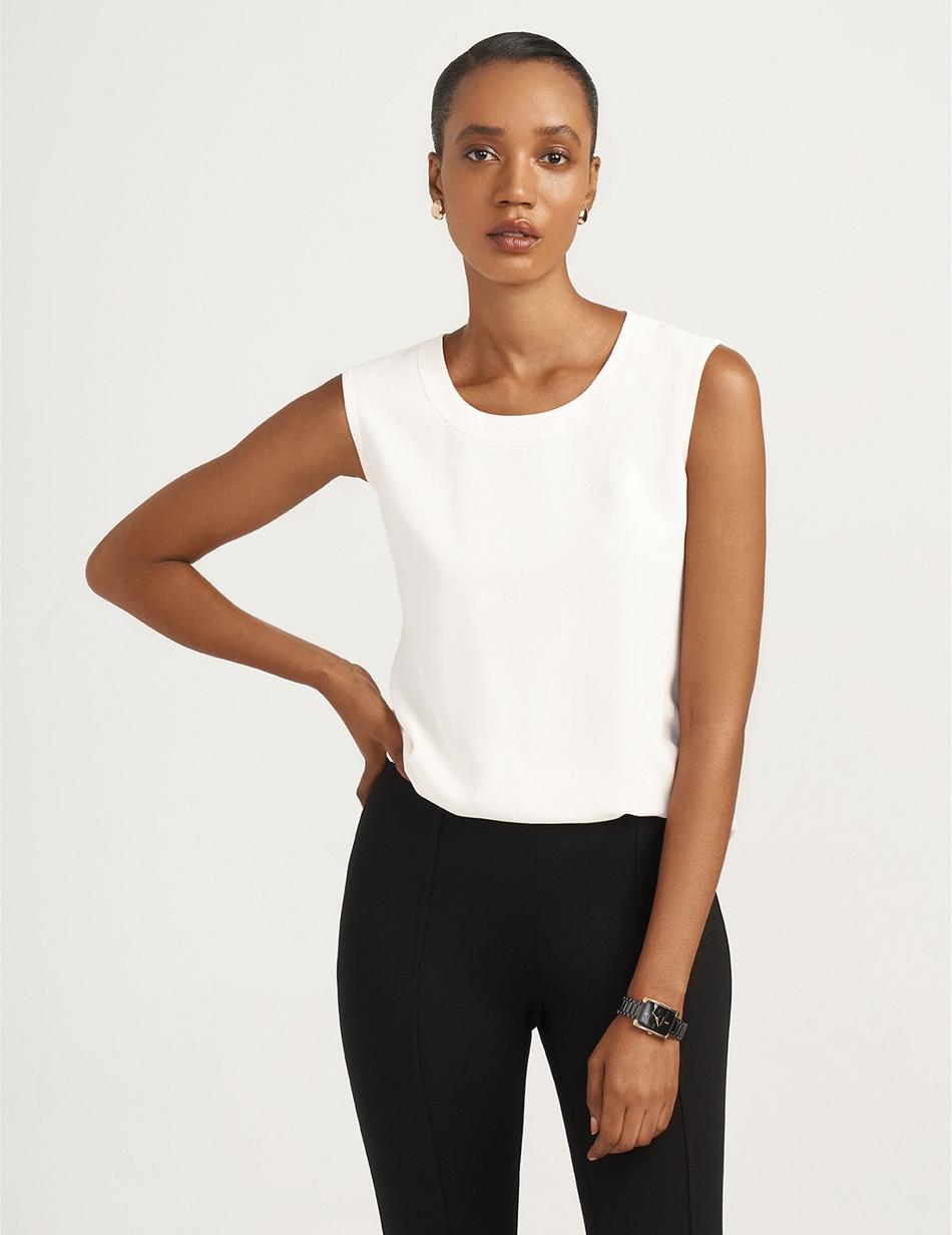 Anne Klein U-Neck Sleeveless Shell Best Sellers White | ASGDF13261