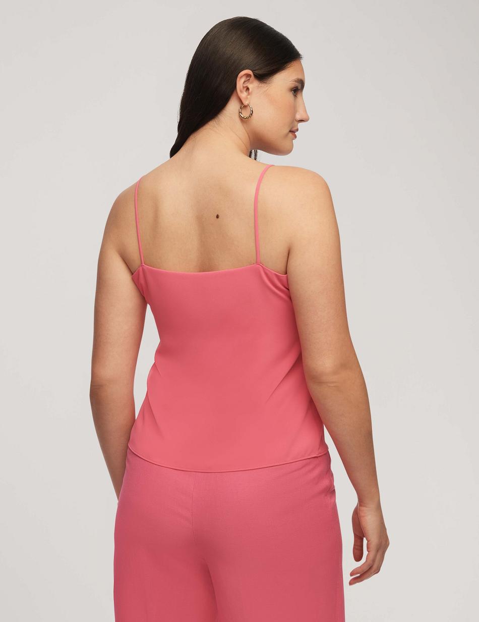 Anne Klein V-Neck Cami Tops Pink | SSGVO89476