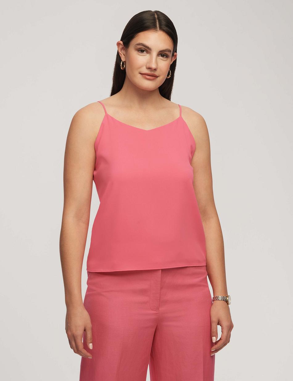 Anne Klein V-Neck Cami Tops Pink | SSGVO89476