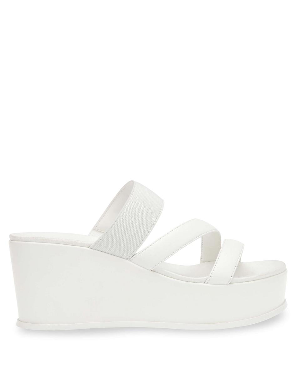 Anne Klein Velma Flatform Sandal Wedges White | SGICD40260