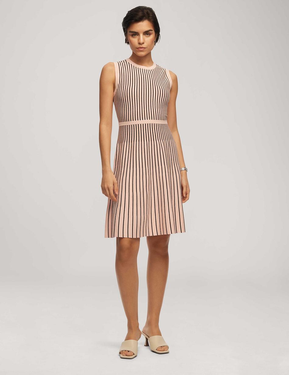 Anne Klein Vertical Stripe Fit And Flare Dress Stripes / Black | FSGHY13923