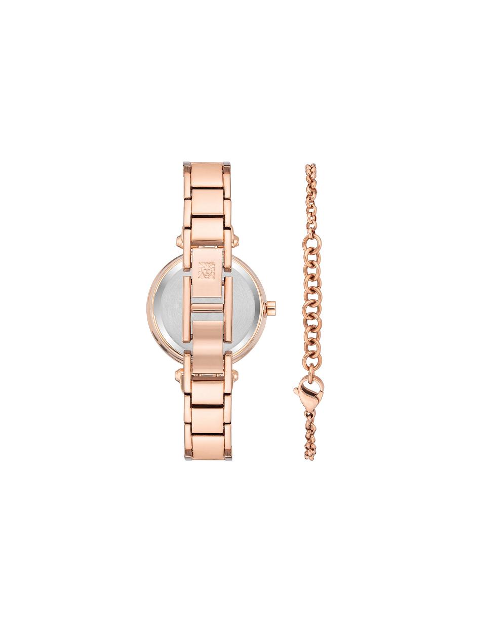 Anne Klein Watch and Bracelet with Premium Multicolored Crystals Sets Rose / Gold / Black | SGJZR86367